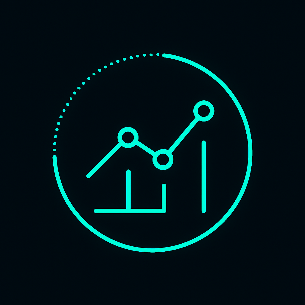 Icono de análisis inteligente con datos y gráficos digitales