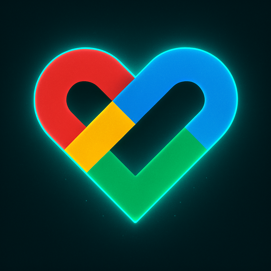 Logo de Google Health sobre fondo oscuro con brillo sutil